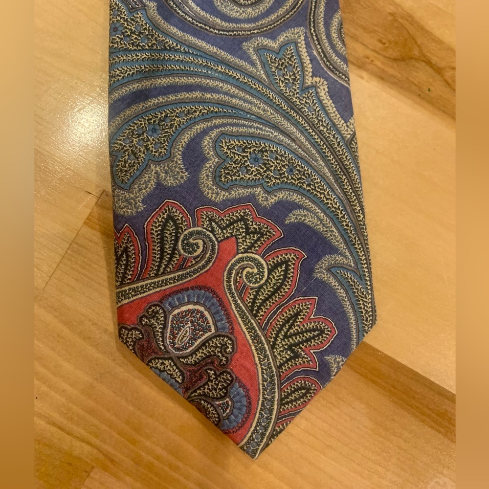 Liberty of London Gray and Red Paisley Silk Tie